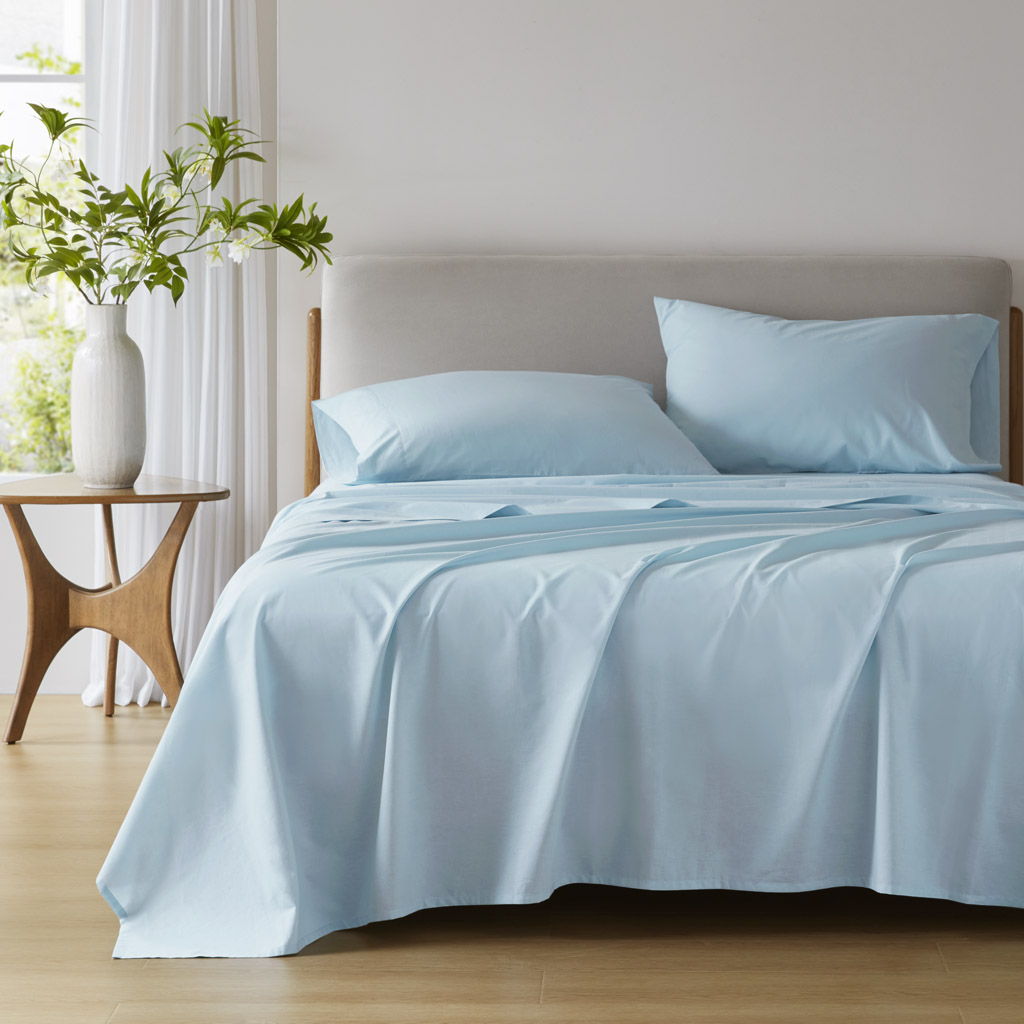 Cotton 144TC - Queen Solid Sheet Set - Light Blue