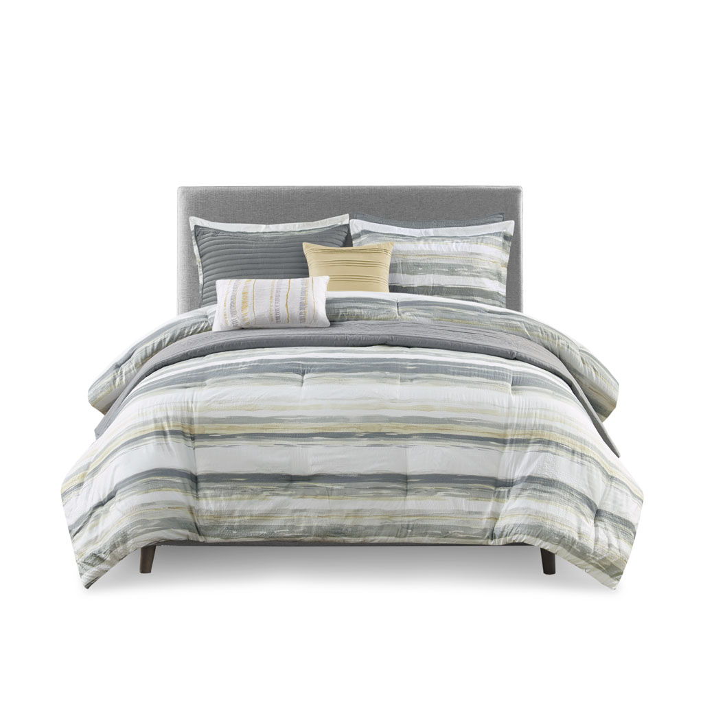 Marina - King 8 Piece Printed Comforter And Coverlet Set Collection - Sand