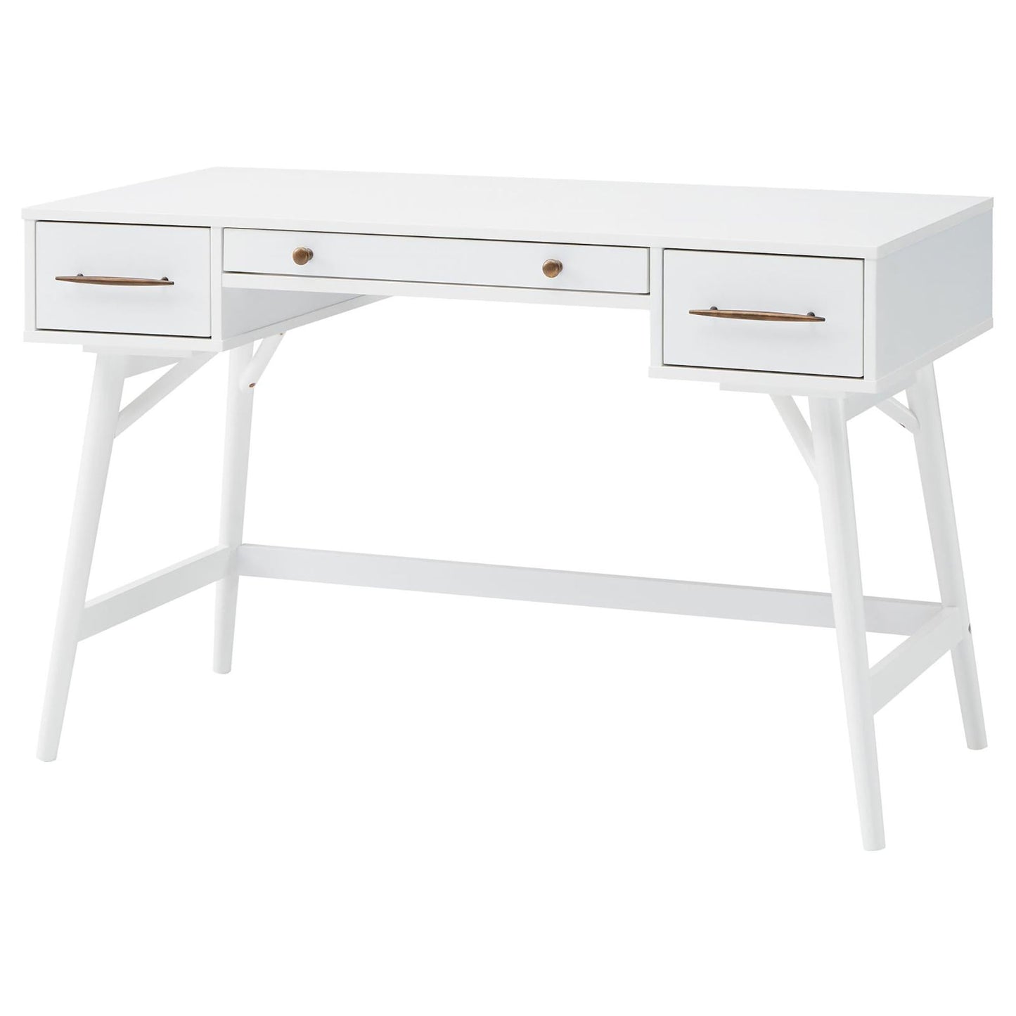 White 3-Drawer Rectangle Mid-century Writing Desk