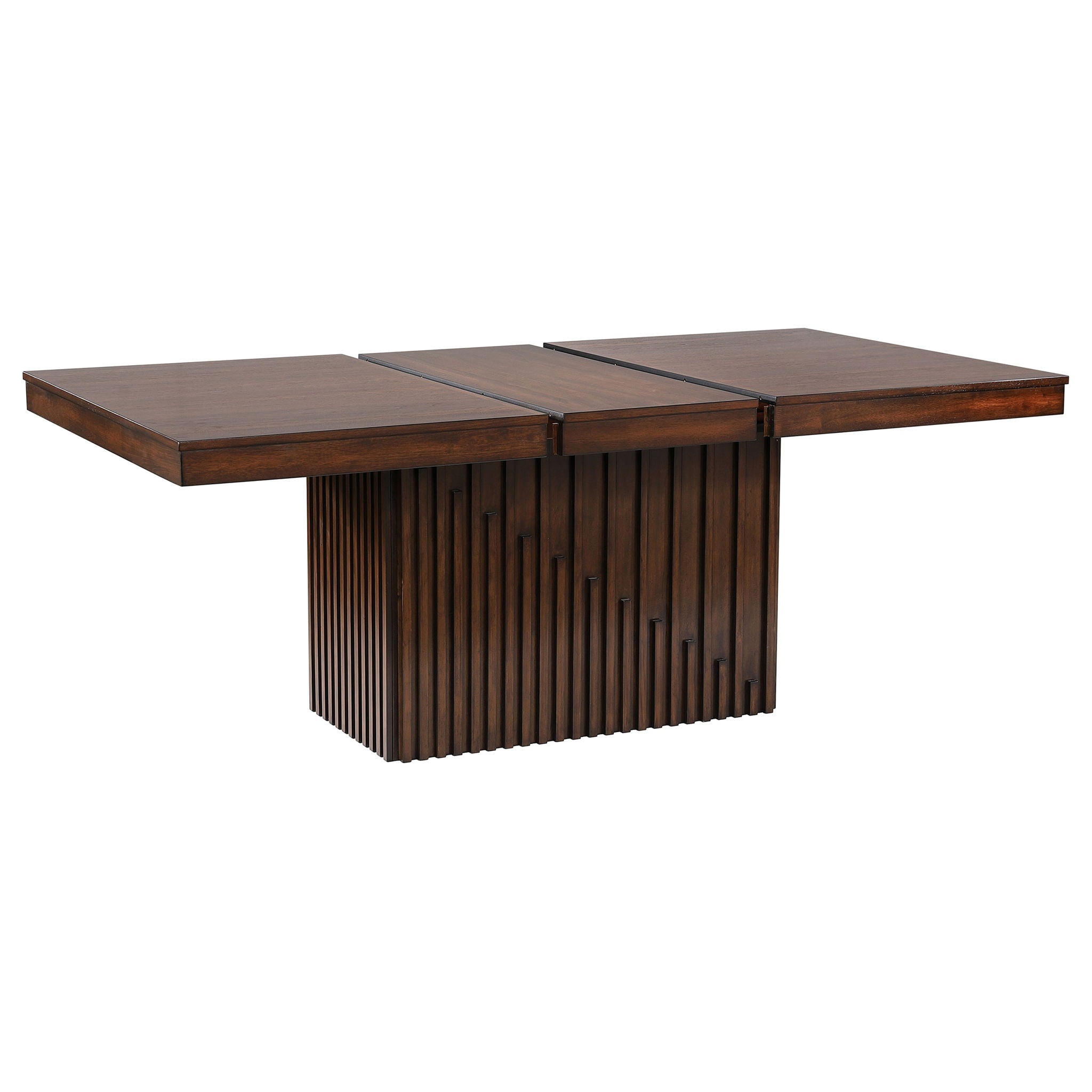 Baywind - Dining Table Pedestal Base, Rectangular Design With Extendable Leaf - Oak
