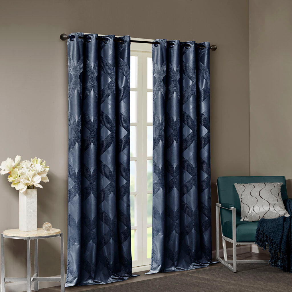 Ogee Knitted Jacquard Total Blackout Curtain Panel