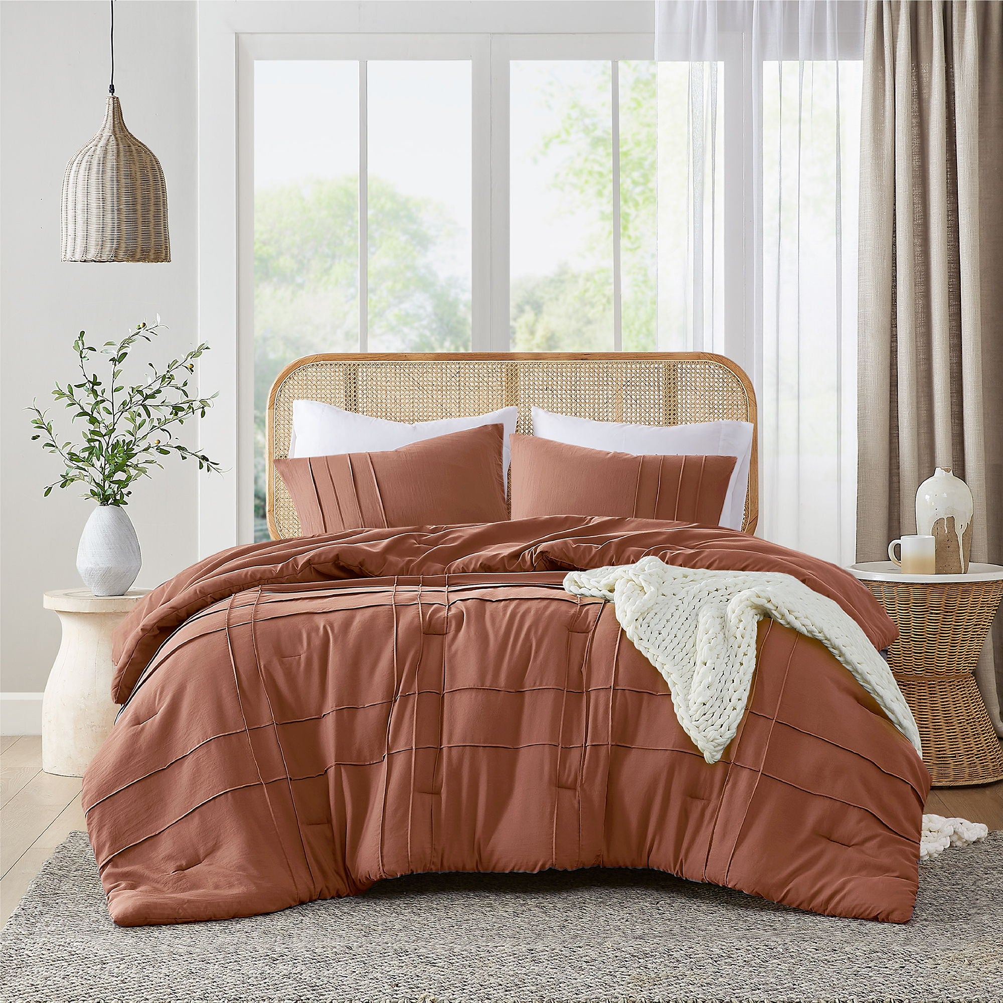 Porter - Twin/Twin Long Soft Washed Pleated Comforter Set - Clay