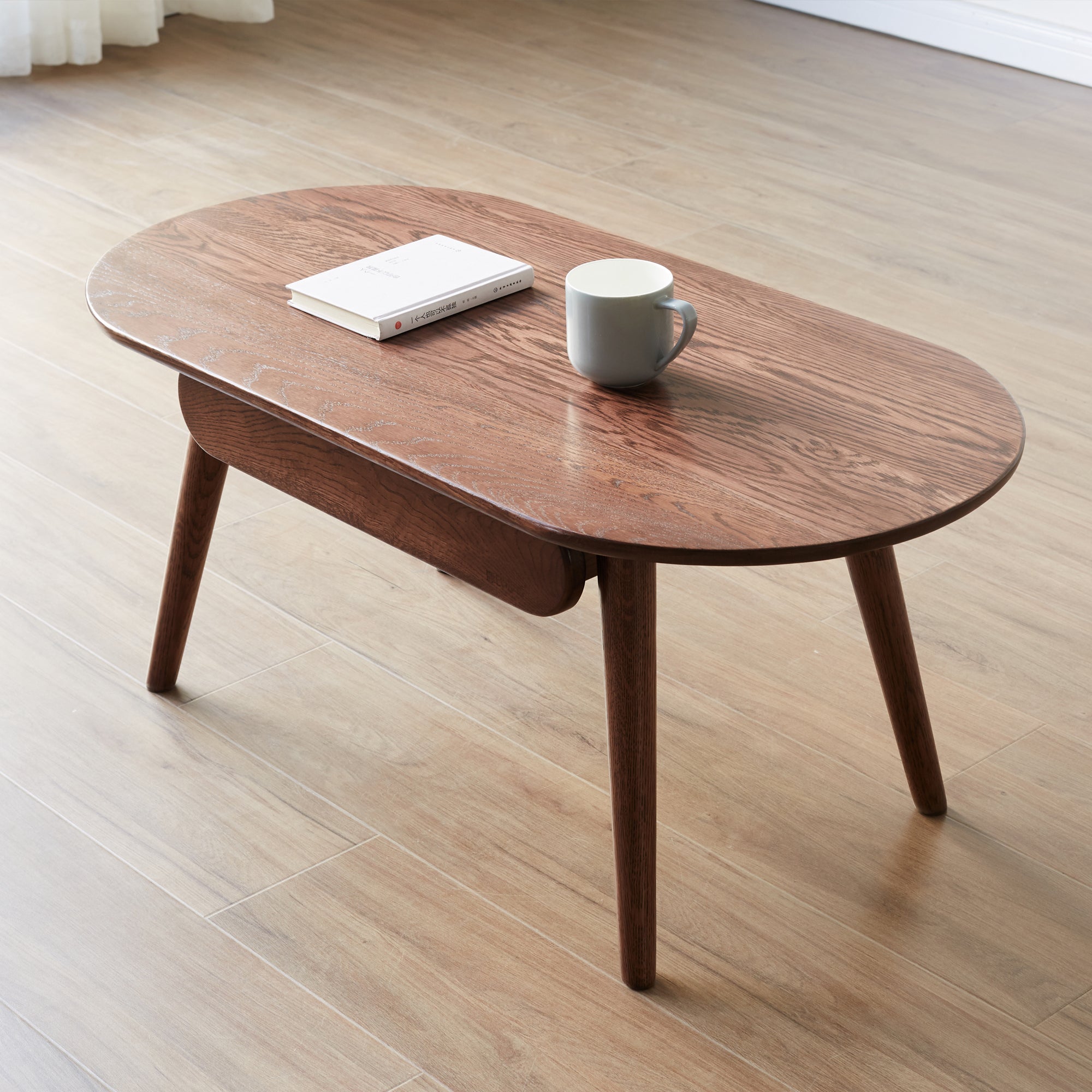 Capsule centre table Low table Table with drawers 100% solid wood Top board Desk Coffee table W 120 x D 52 x H 46 cm Study table Work from home Easy to assemble Natural wood Natural writing desk