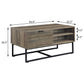 Rustic Oak and Black Coffee Table with Open Storage