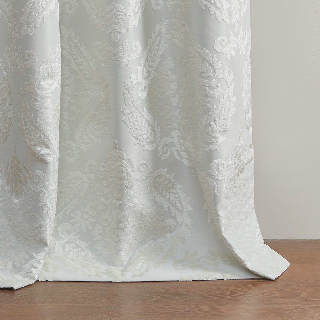 Knitted Jacquard Paisley Total Blackout Grommet Top Curtain Panel