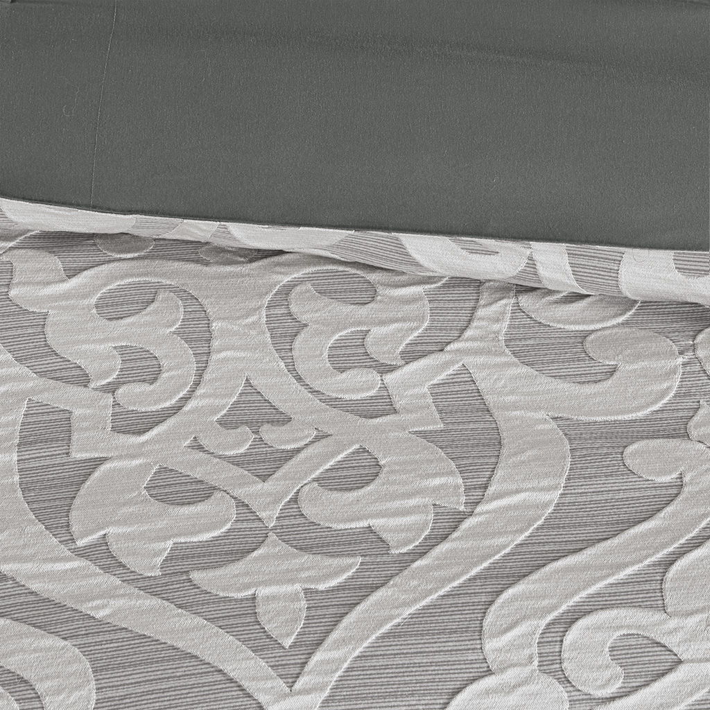 Odette - California King 8 Piece Comforter Set - Silver