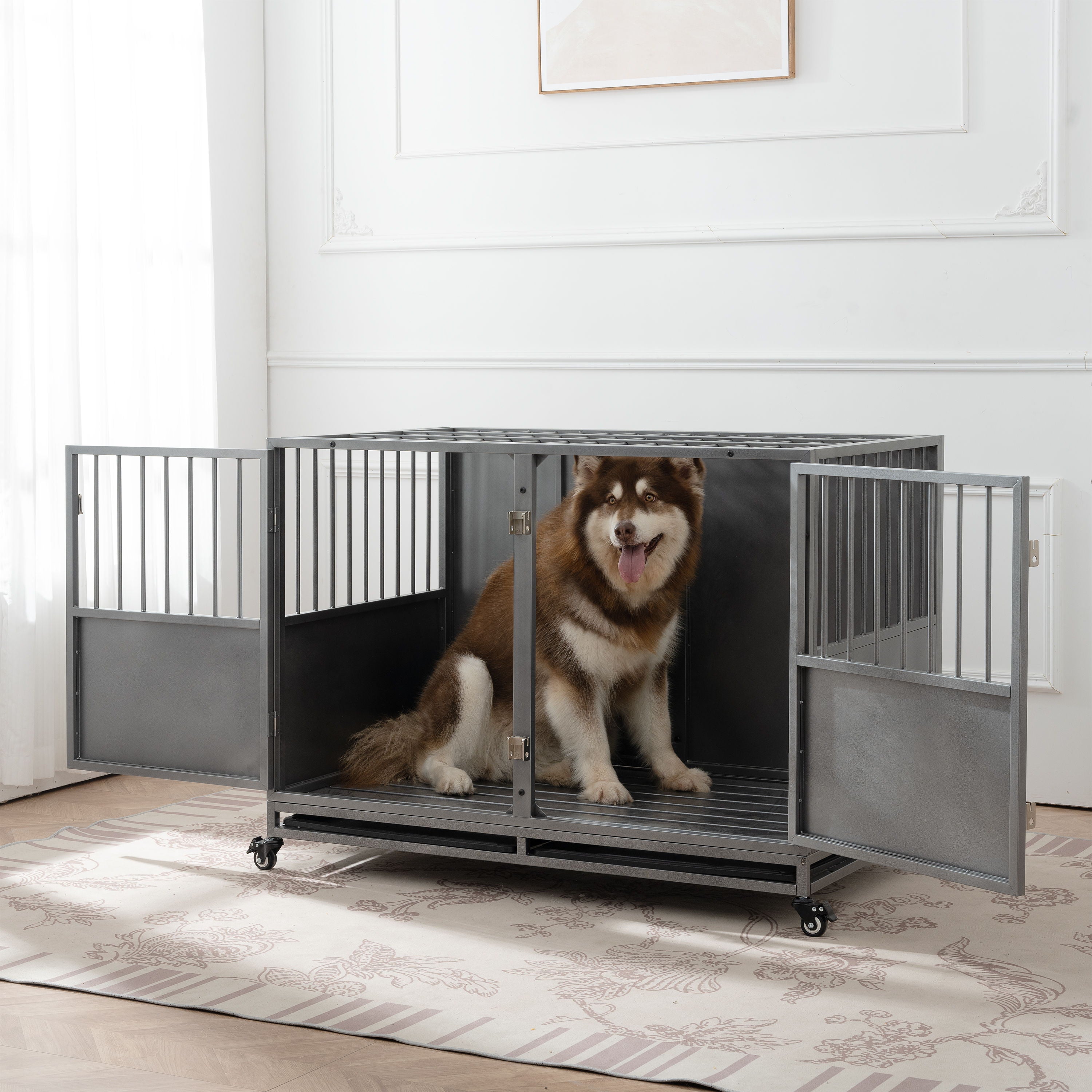 Heavy Duty Dog Crate - Silver Gray