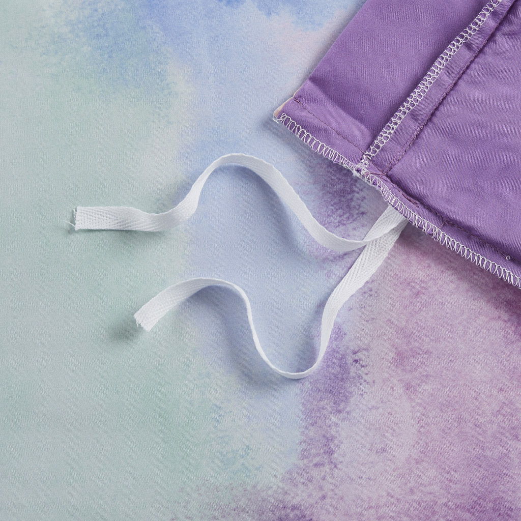 Cassiopeia - Full Watercolor Tie Dye Printed Duvet Cover Set With Throw Pillow - Lavender