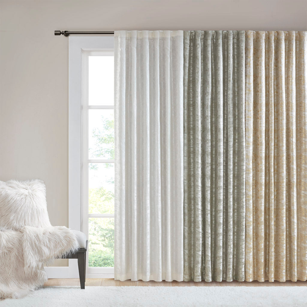 Jacquard Lined Total Blackout Rod Pocket/Back Tab Curtain Panel