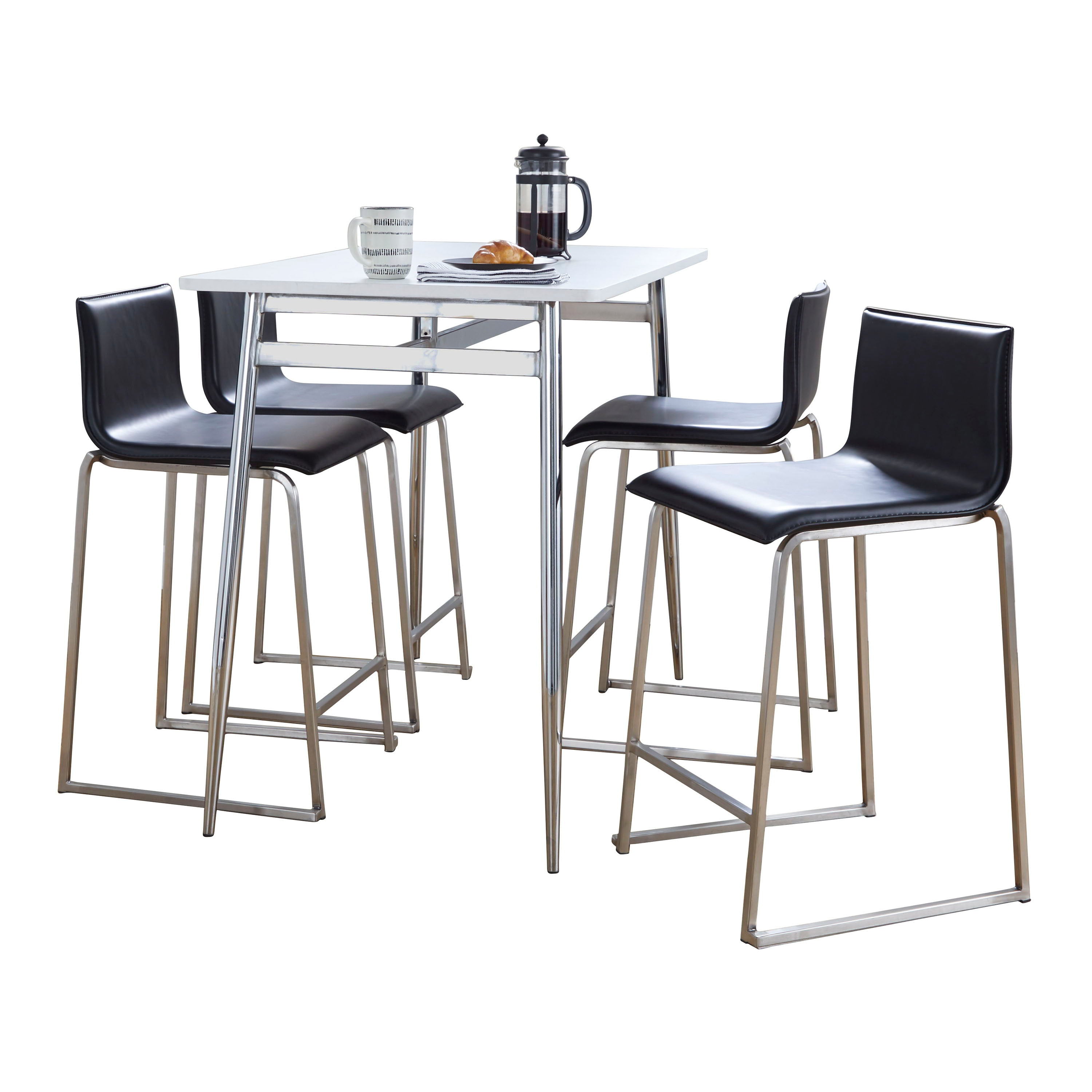 Marcel Mara - 5 Piece Dining Set Upholsted Contemporary Counter Height