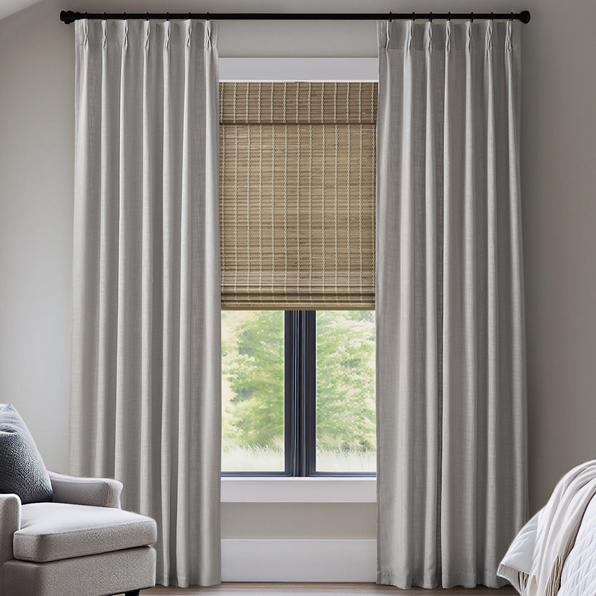 Emery - 40*102" 300GSM Poly Linen With 7 Pinch Pleat Per Piece - Gray