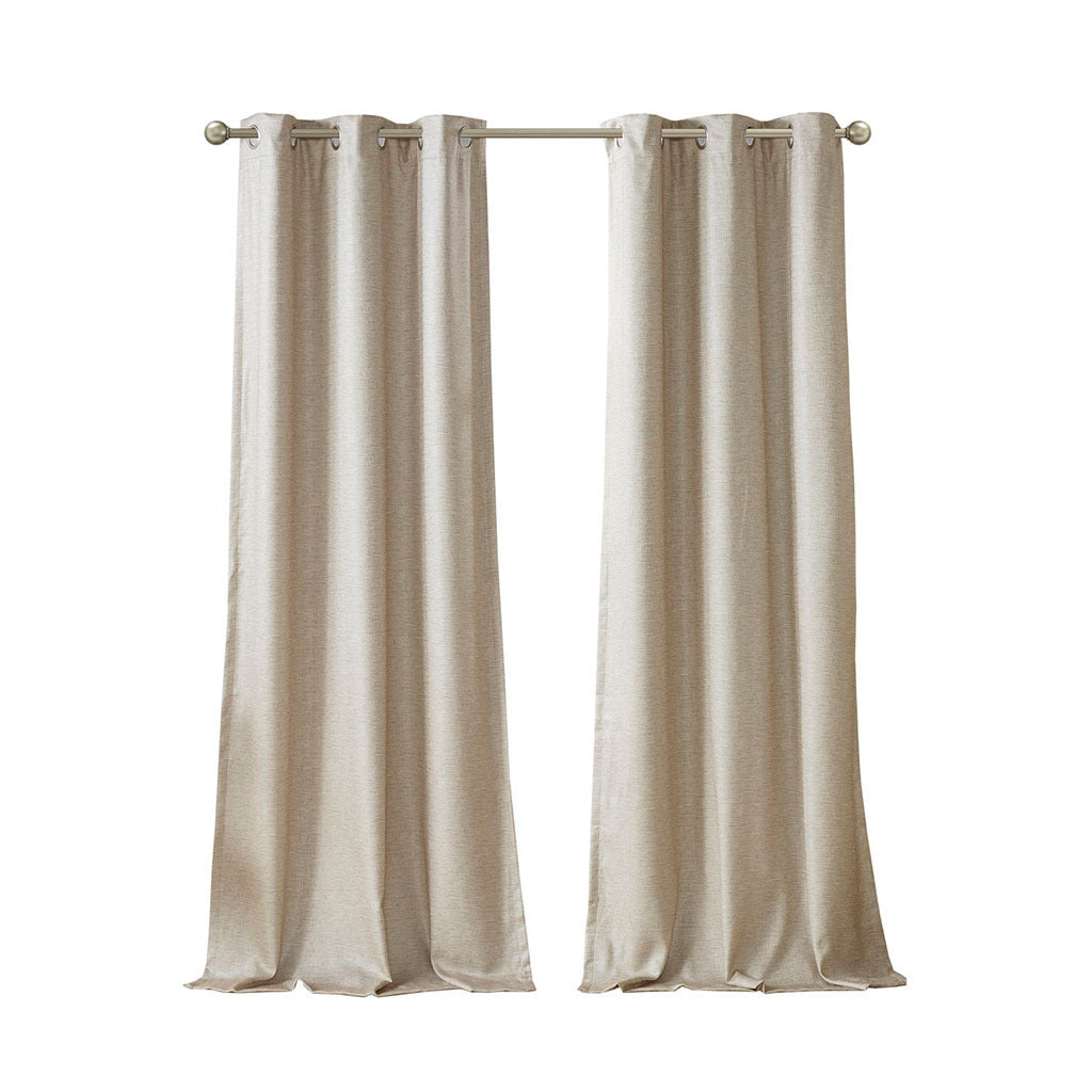 Tonal Printed Faux Silk Total Blackout Curtain Panel Pair