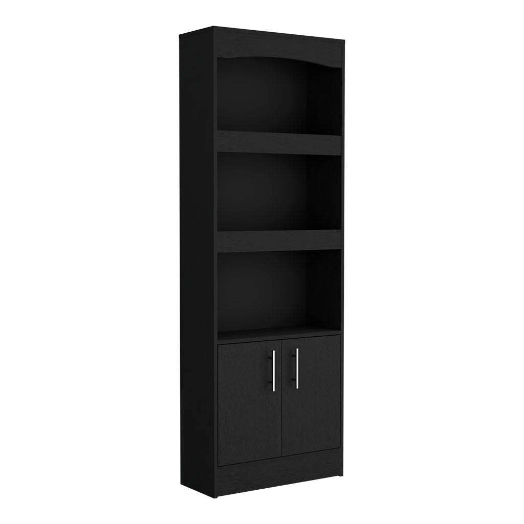 Detroit 2 Piece Office Set, Dozza Bookcase + Aramis Desk, Black