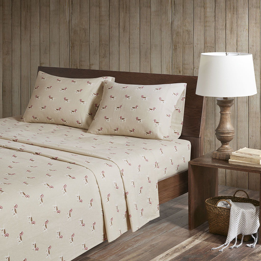 Flannel - Full Sheet Set - Tan Dog
