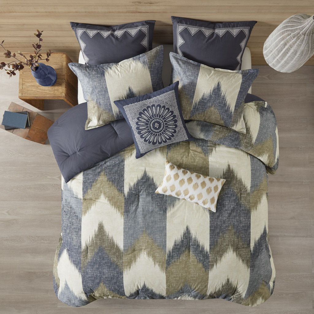 Alpine - King 3 Piece Comforter Mini Set - Navy