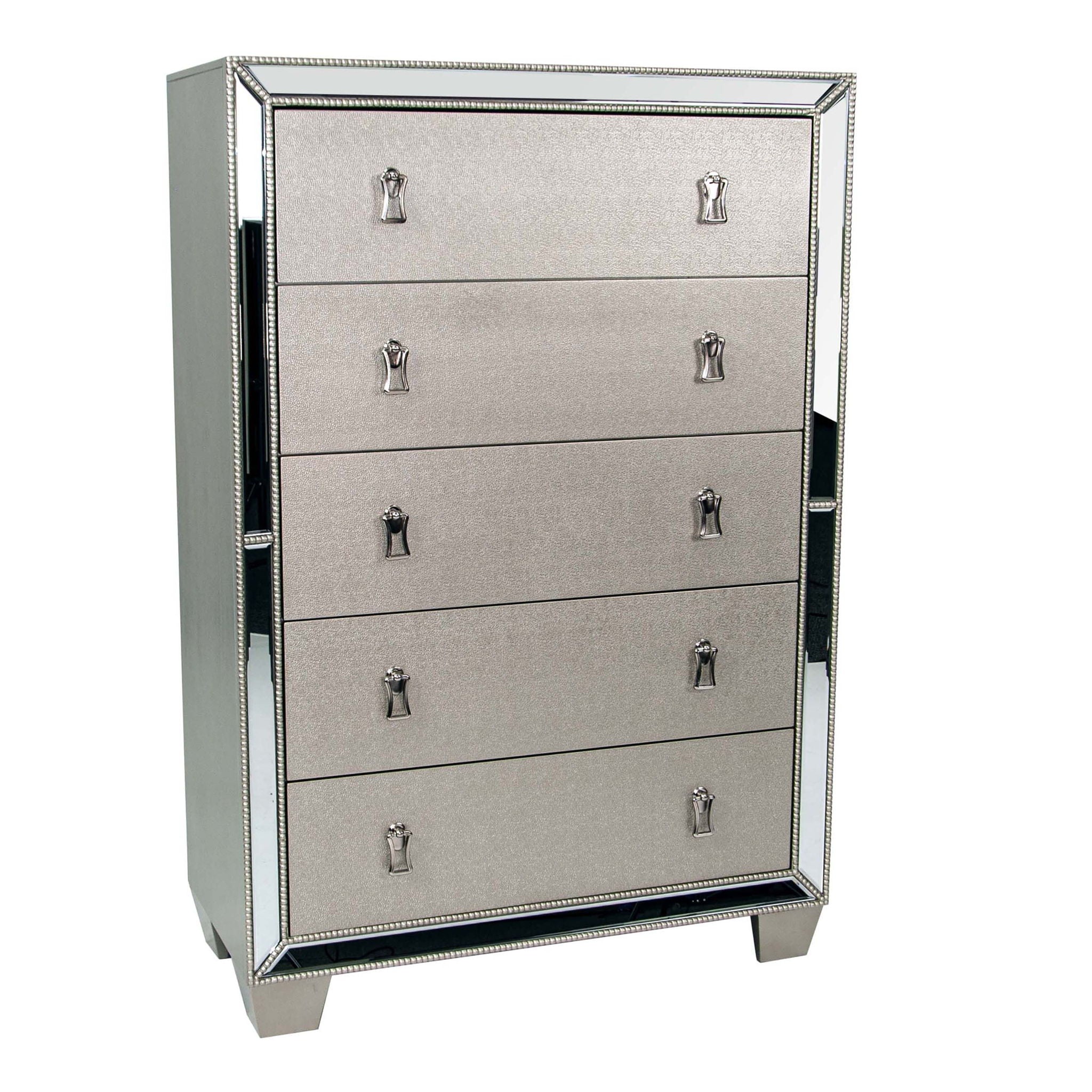 5 Drawer Chest Bedroom Furniture - Silver