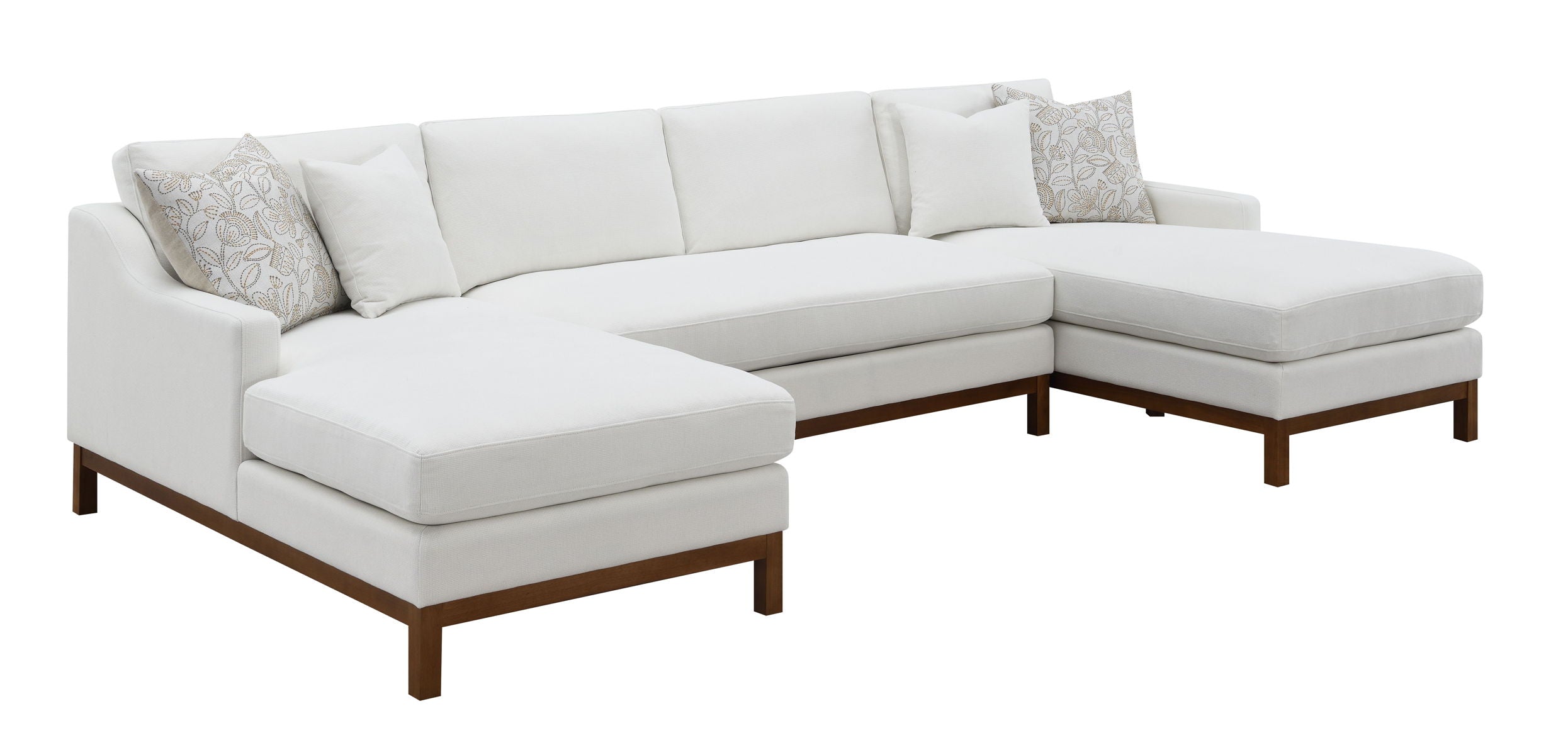 Valiant - Chenille Sectional Sofa With 4 Pillows - Ivory