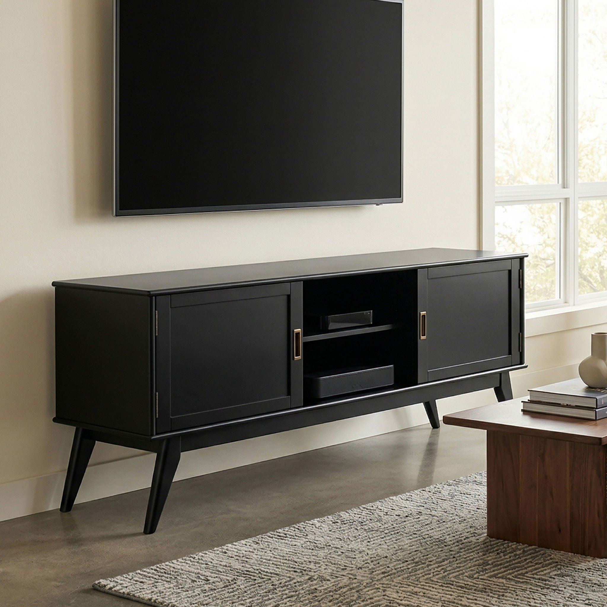Draper - Handcrafted Mid Century Low TV Media Stand