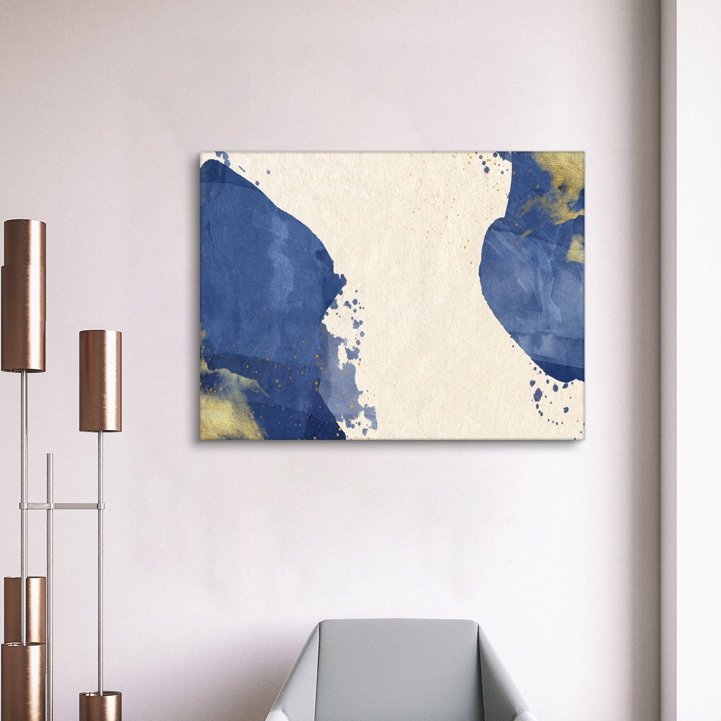 Framed Canvas Wall Art Decor Abstract Painting, Blue and White Color Decoration For Office Living Room, Bedroom Decor-Ready To Hang