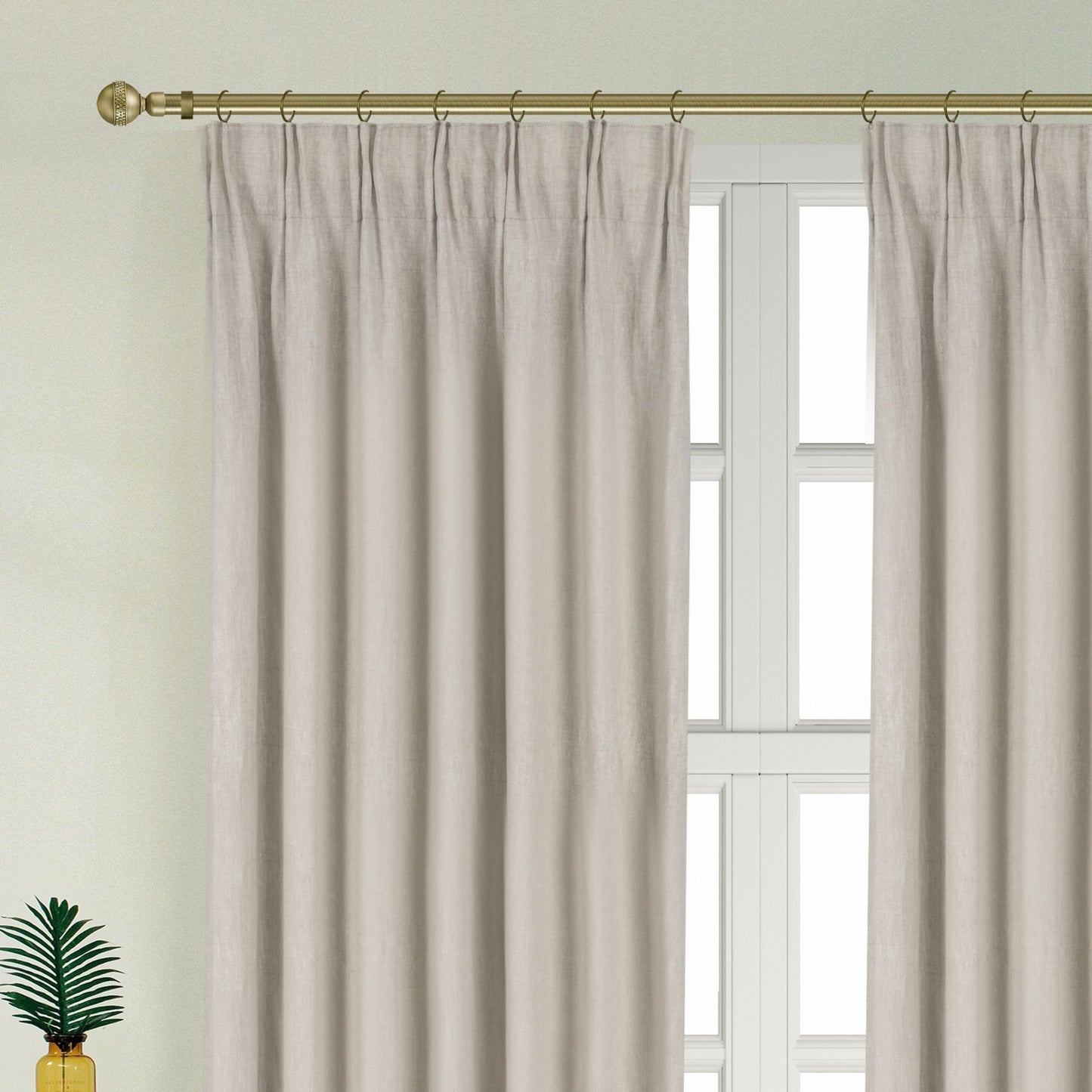 Newport Cotton Lining Window Curtains for Bedroom, Linen Curtains for Living Room, 108 Inches Long Curtains for Living Room, Greige