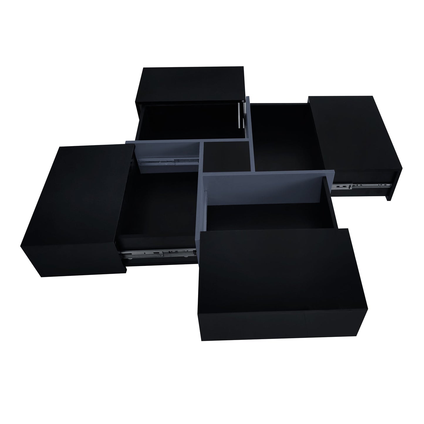 Unique Design Coffee Table with 4 Hidden Storage Compartments, Square Cocktail Table with Extendable Sliding Tabletop, UV High-gloss Design Center Table for Living Room, 31.5"x 31.5"