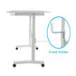 Atlantic Sit Stand Desk with Casters - White (Height Adjustable) with side crank (switchable either side, left or right side crank)