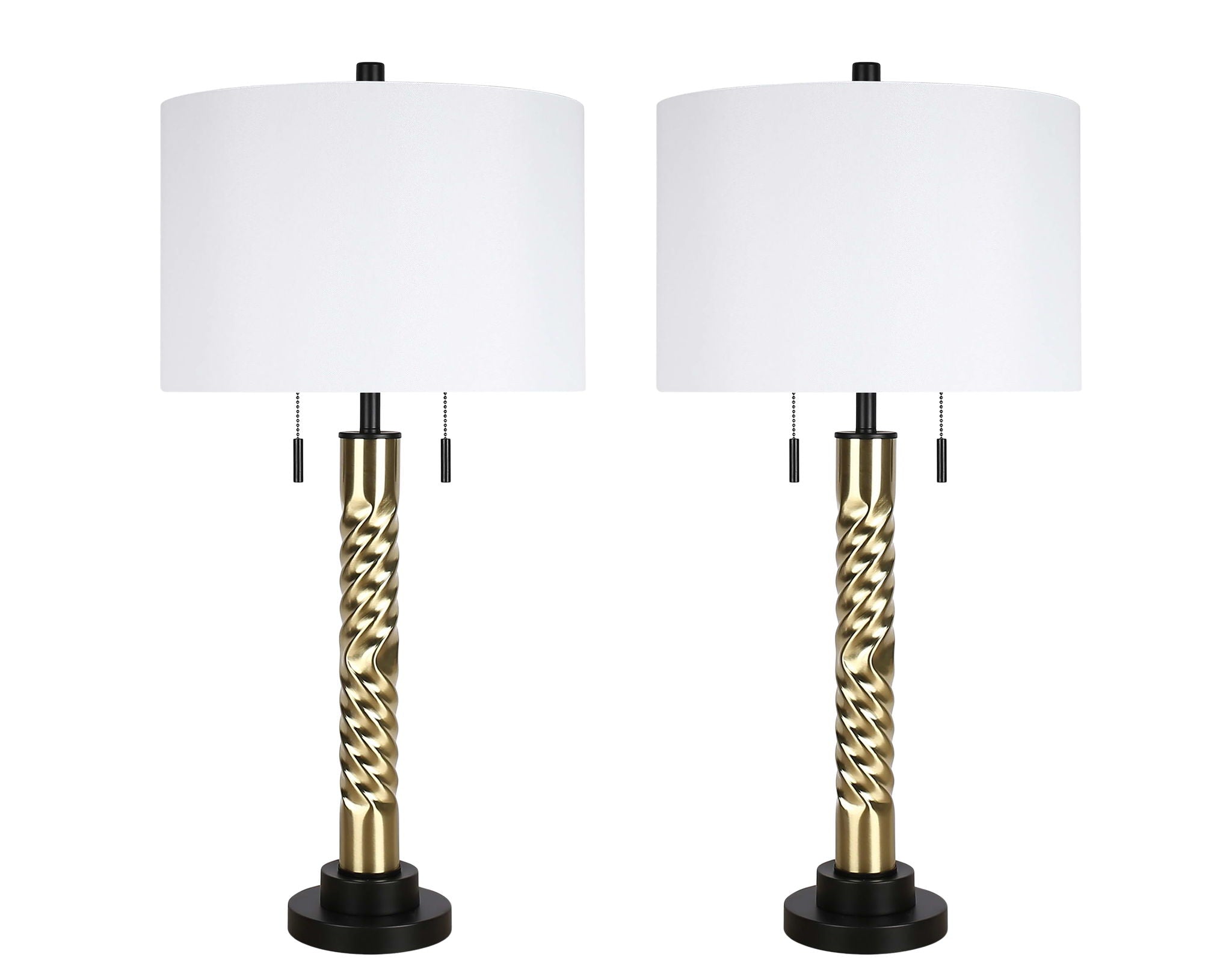 "Twist Elegance" Metal Table Lamp (Set of 2) - Matte Black / Soft Gold