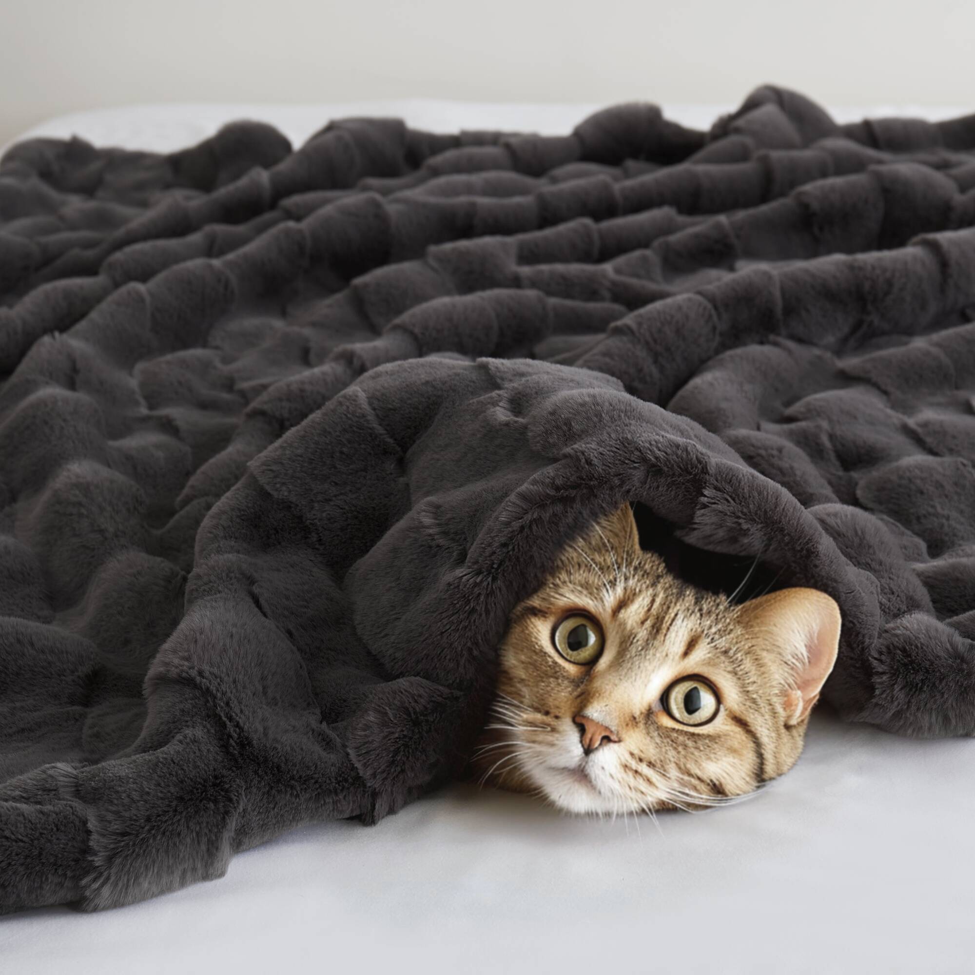 Vivienne - Faux Fur Throw - Gray
