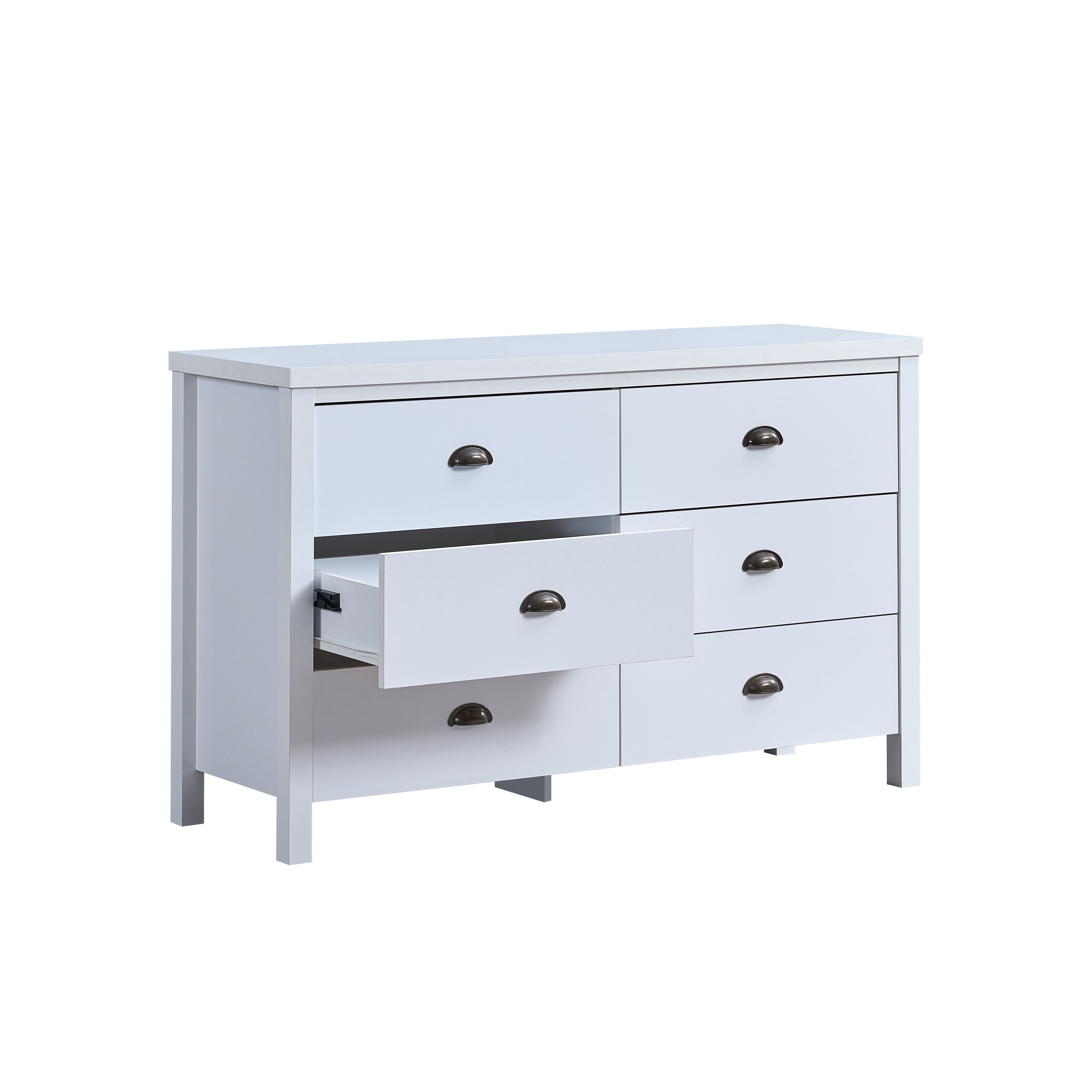 Safari - 6 Drawer Master Dresser With Interlock Drawer Feature Drawer Slide And Interlock Pre-Assembly, Wide Dressers For Bedroom 6 Deep Drawers For Closet Organizer - Classic White