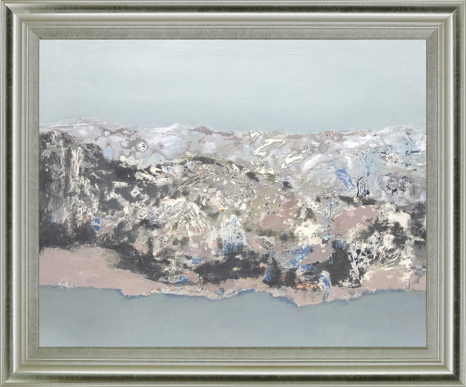 Frosted Divide - 28" x 34" Framed Wall Art - Gray