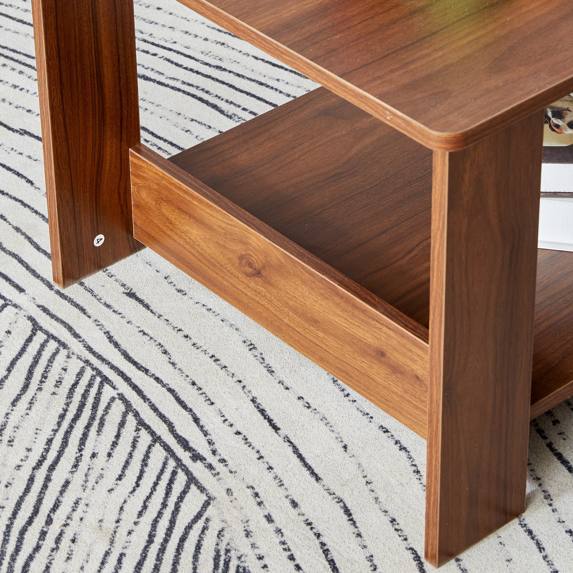 Modern and practical walnut textured coffee tables , tea tables. The double layered coffee table is made of MDF material. Suitable for living room  43.3"*21.6"*16.5"  CT-16