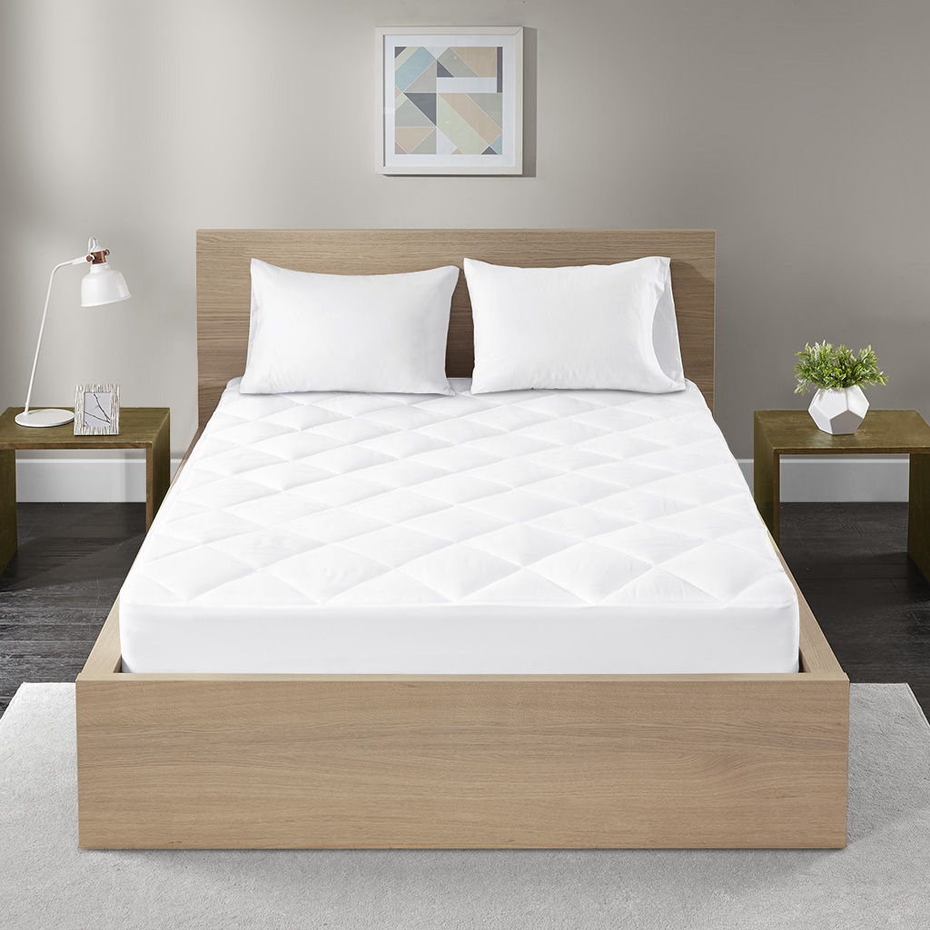 Quiet Nights - Waterproof Diamond Quilting Down Alternative Mattress Pad - White