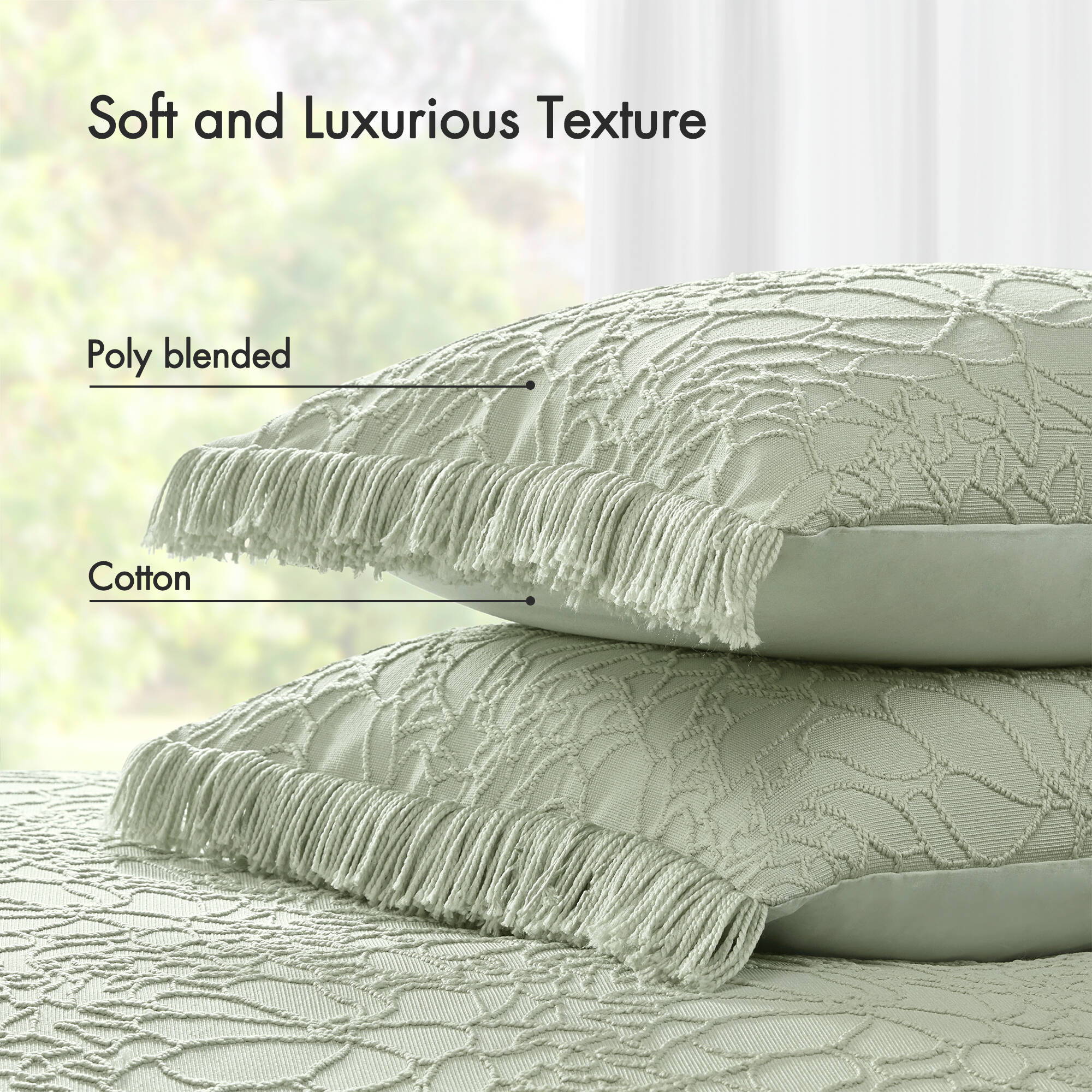 Willow - 3 Piece Queen Bedspread Set - Sage