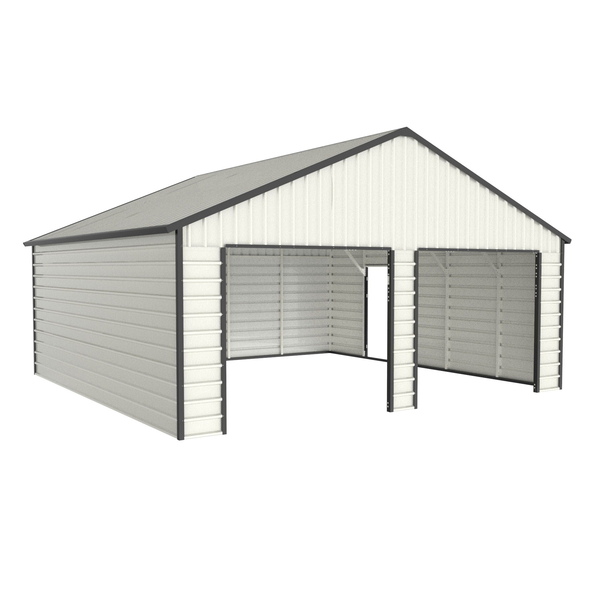 Double Garage Metal Shed With Side Entry Door - White