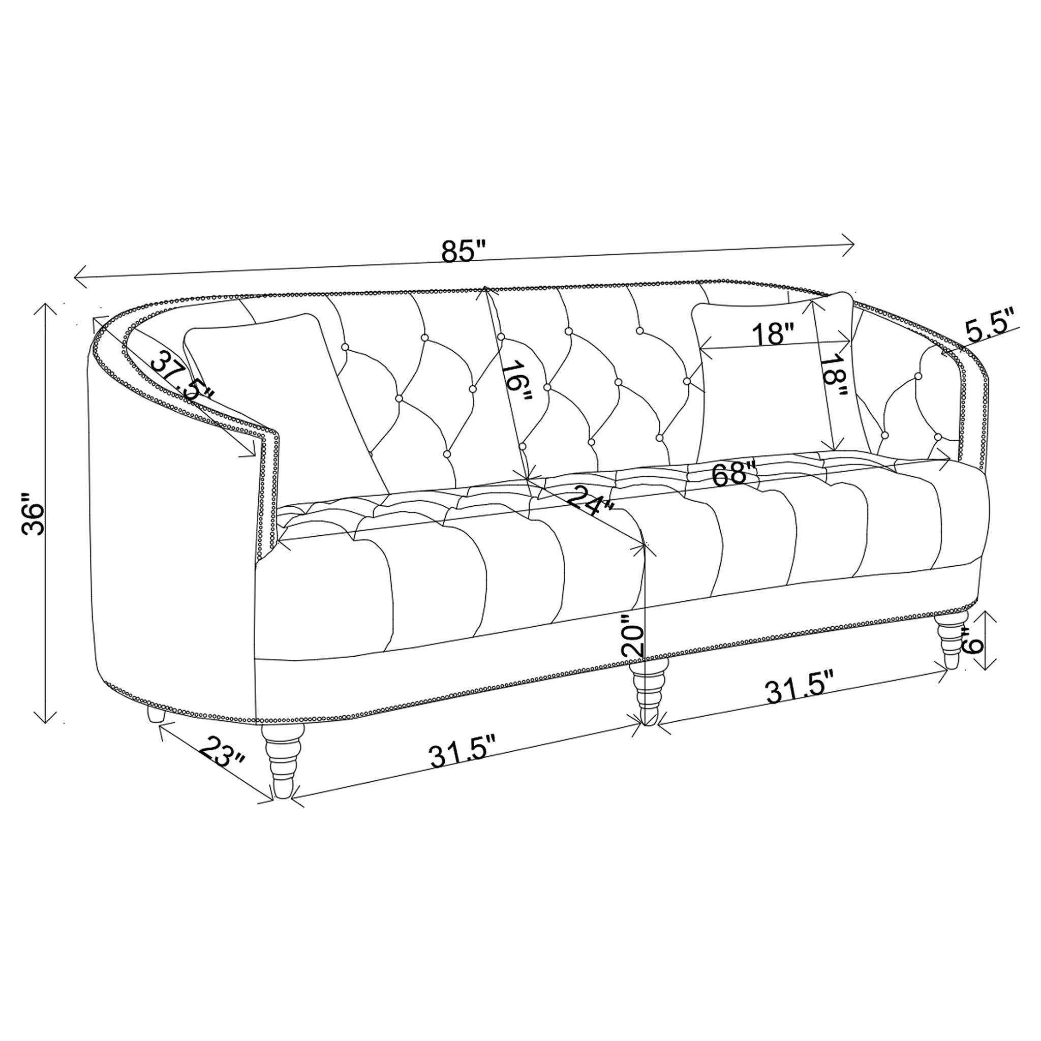 Dolby - Sofa With Tufted Living Room Sofa - Gray