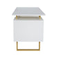 Techni Mobili White and Gold Desk for Office with Drawers & Storage, 51.25 in. W