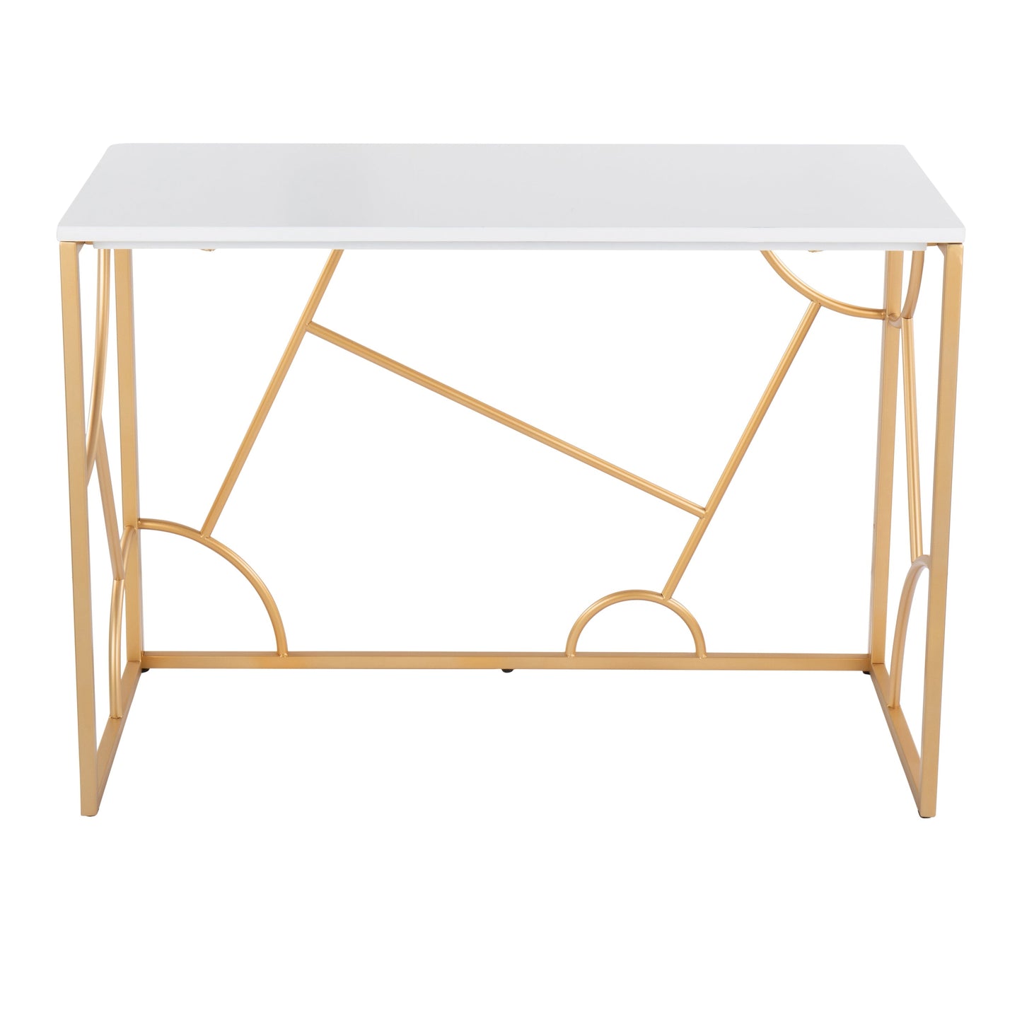 Constellation Contemporary Desk in Gold Metal and White Wood by LumiSource