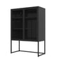Black Storage Cabinet with Doors, Modern Black Accent Cabinet, Free Standing Cabinet, Buffet Sideboards for Bedroom, Kitchen,Home Office