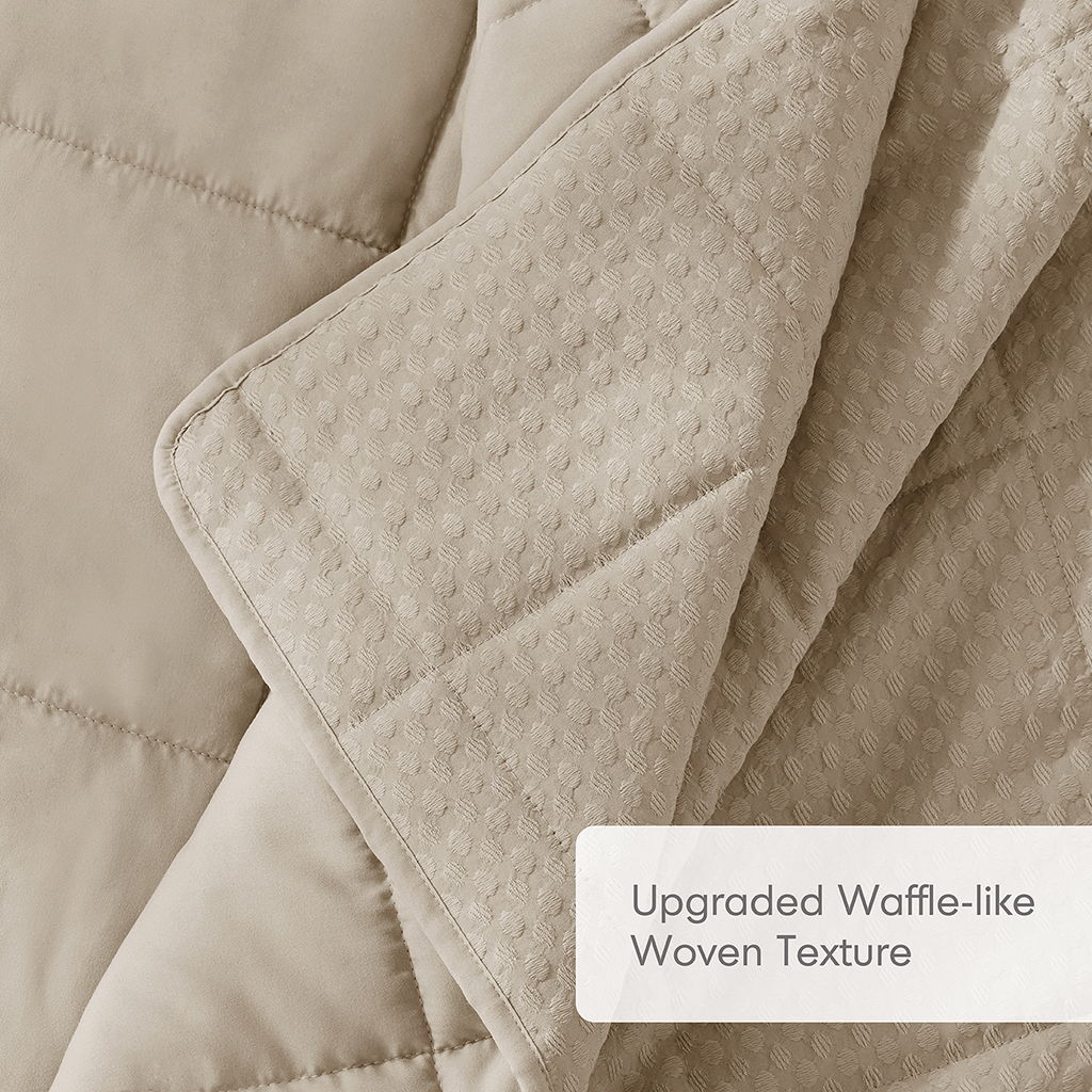 Mina - Full/Queen Waffle Weave Textured Quilt Set - Neutral