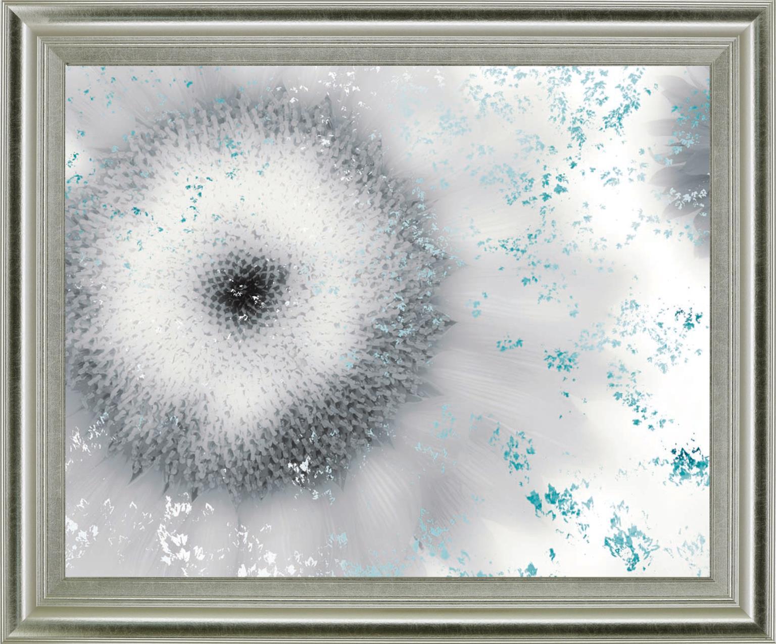 Frosted Petal Burst - 28" x 34" Framed Wall Art - Gray