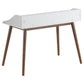 White and Walnut Writing Desk with Tapered Legs