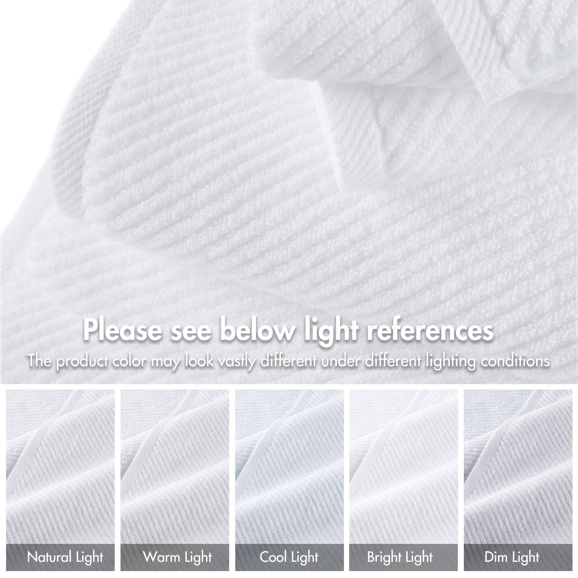Diagonal Ribbed - 6 Piece Washcloths Set - White