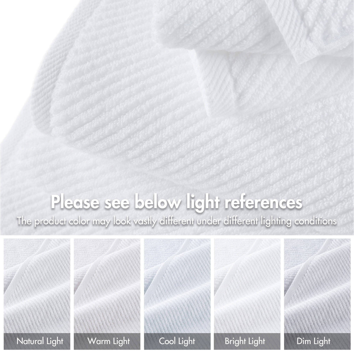 Diagonal Ribbed - 4 Piece Bath Towels Set - White