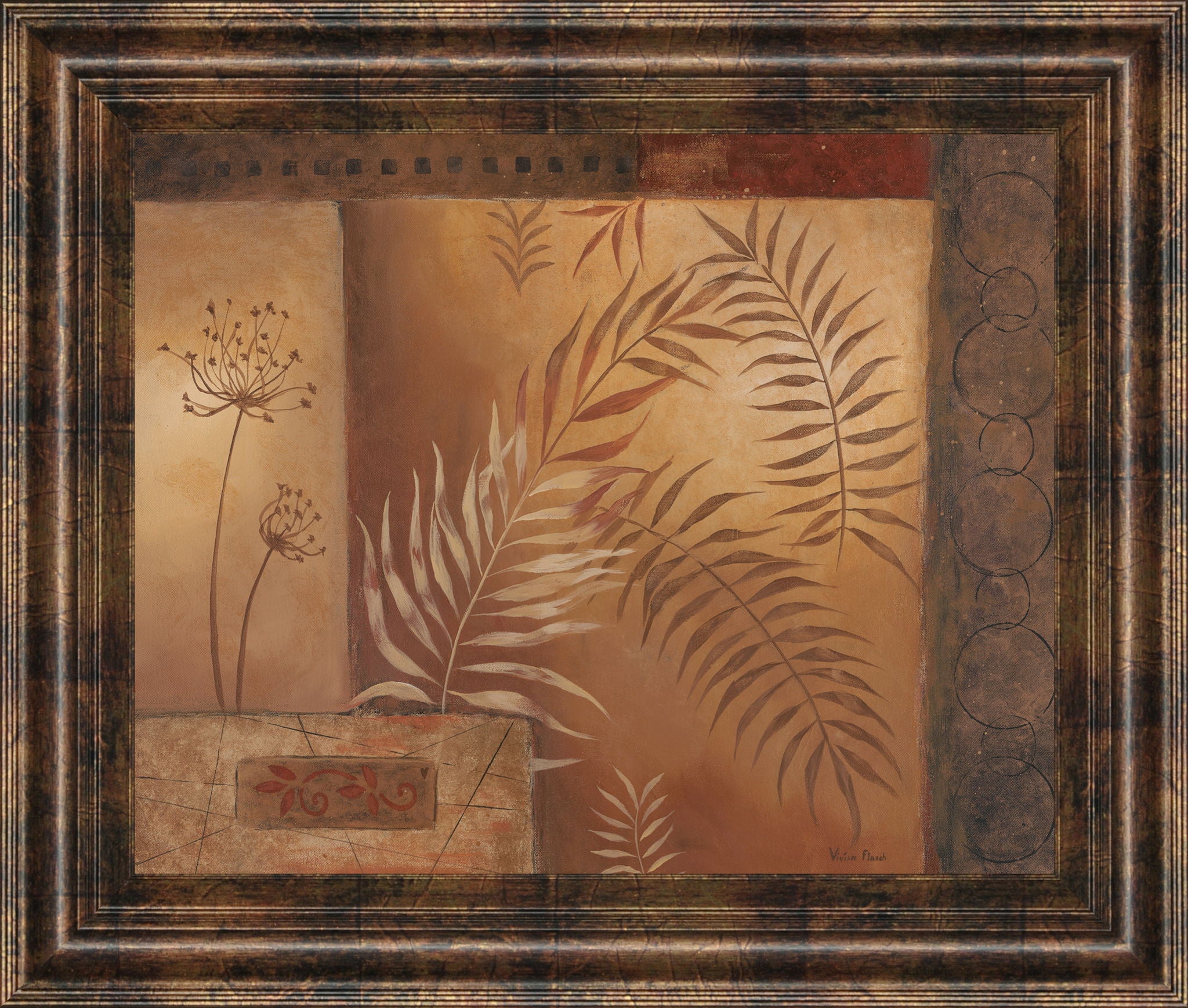 Modern Fern I By Vivian Flasch - Framed Print Wall Art - Light Brown