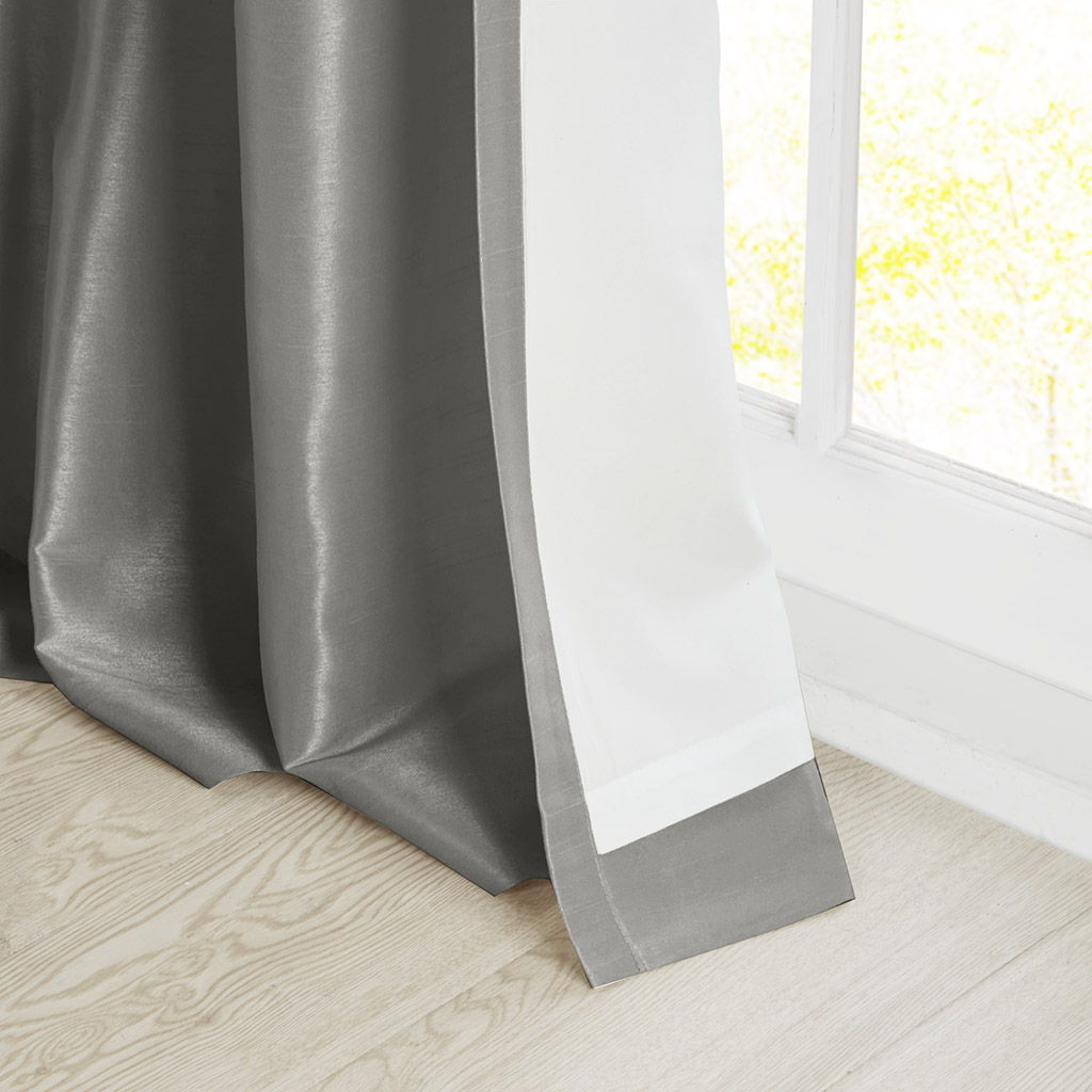 Emilia - 84" Twist Tab Lined Window Curtain - Charcoal