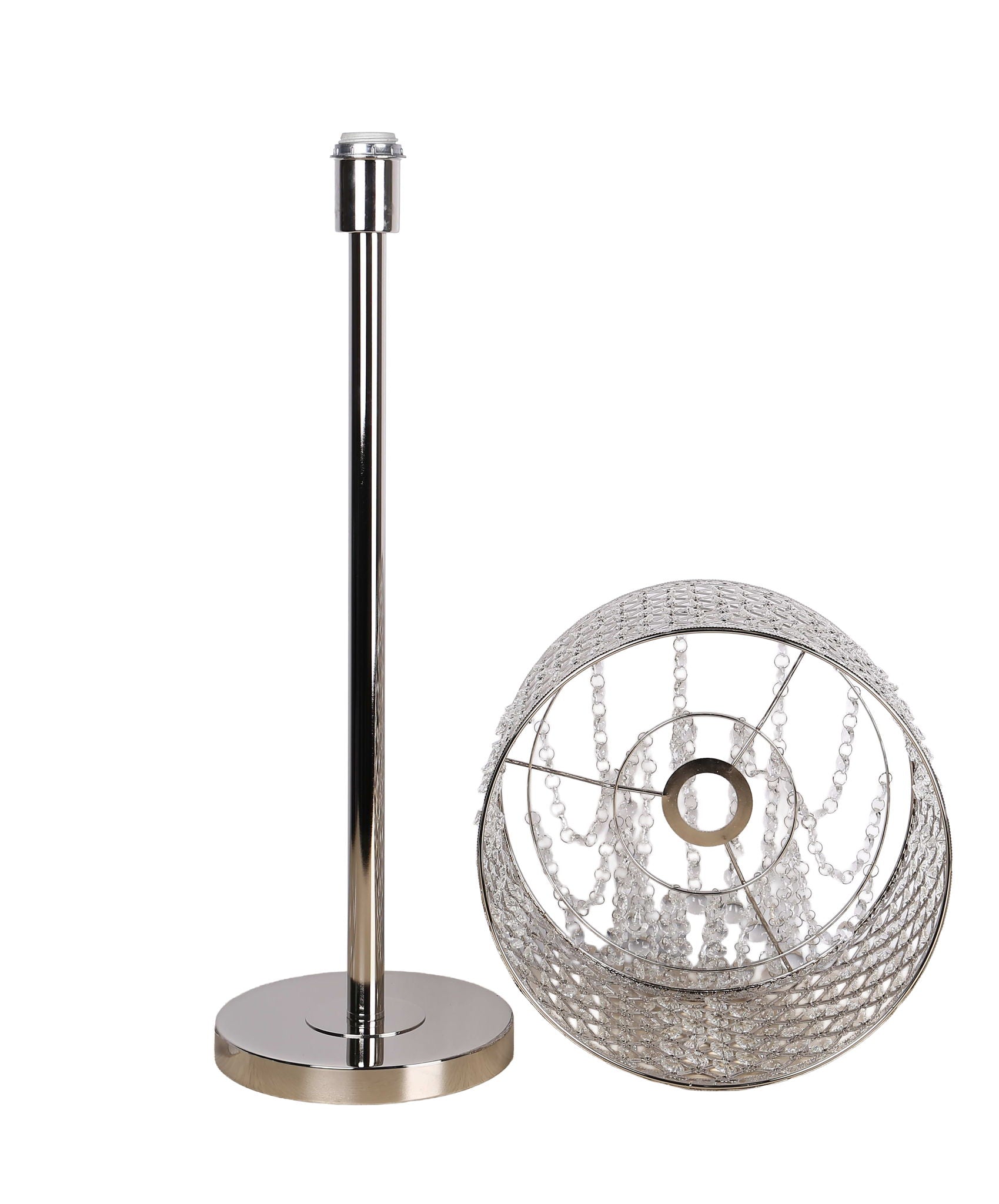 "Crystal Elegance II" Metal Table Lamp (Set of 2) - Polished Nickel / Clear Crystal