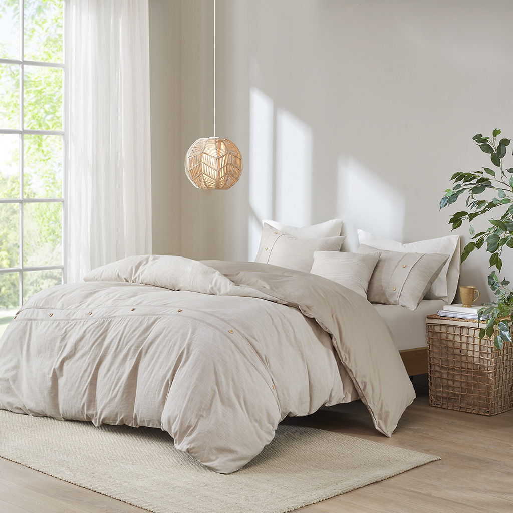 Dover - 5 Piece Organic Oversized Comforter Cover Set W / removable Insert - Natural