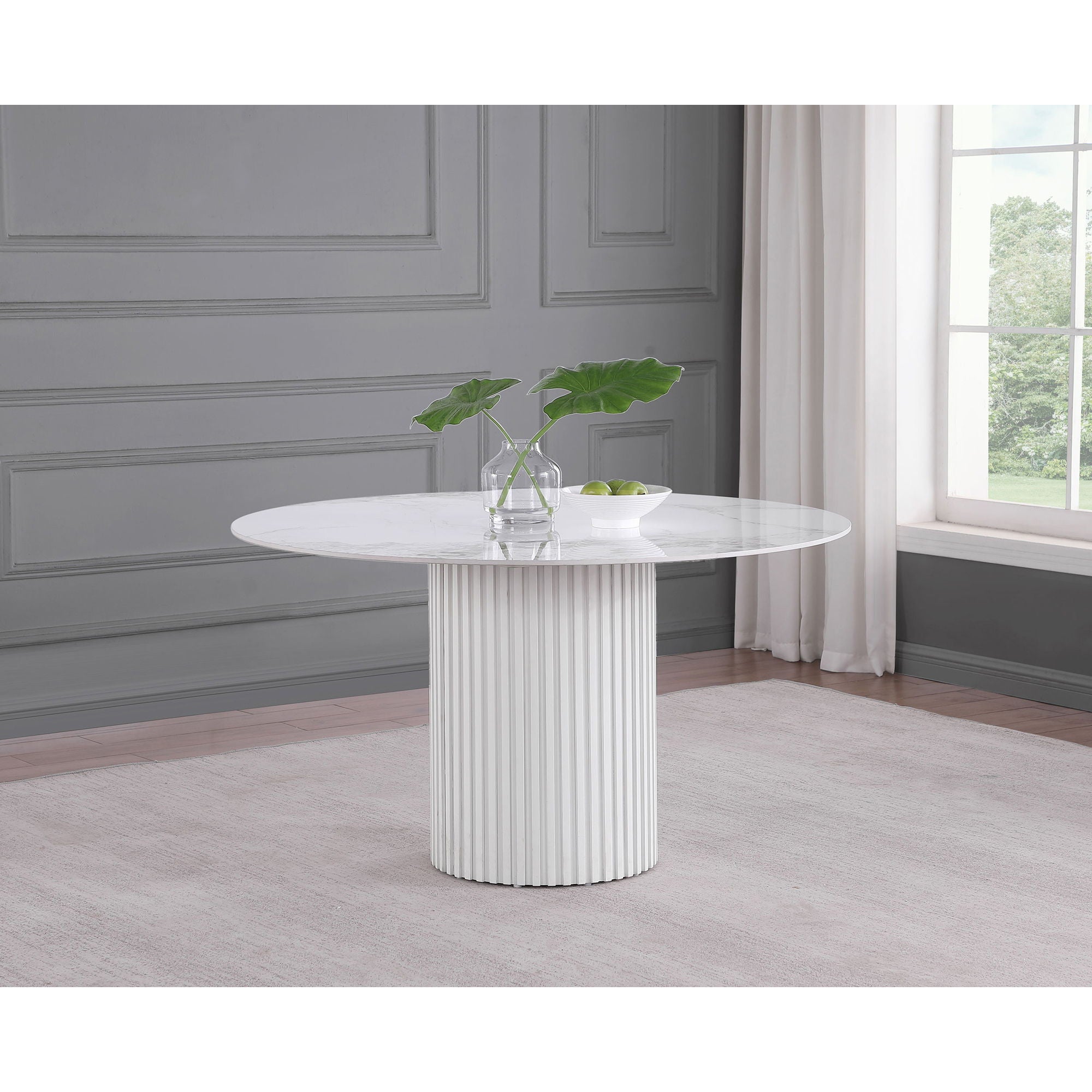 Quincy - Round Dining Table - White Marble