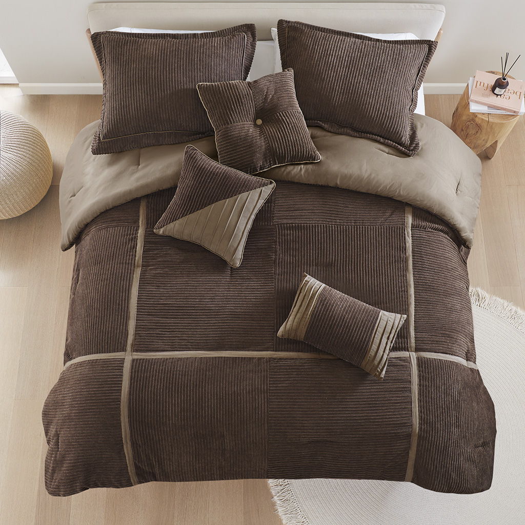 Dallas - 7 Piece Queen Comforter Set - Brown