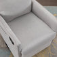 038-Cotton Linen Fabric Swivel Rocking Chair Glider Rocker Recliner Nursery Chair With Adjustable Back And Footrest For Living Room Indoor,Light Gray